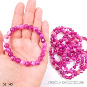 Armband Achat hellrosa 8 mm, elastisch 17,5 - 18 cm. Grösse SM