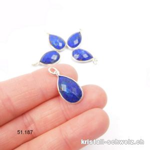 Anhänger Lapislazuli Mini-Tropfen facettiert aus 925er Silber / 1,8 x 1,2 cm