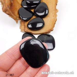 Obsidian schwarz flach 4 - 4,5 cm. Größe L-XL