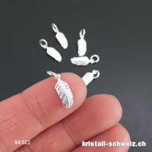 Charm Feder gebogen aus 925 Silber, 12 mm