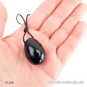 1 YONI Ei Obsidian schwarz 3 x 2 cm. Grösse S. Gebohrt