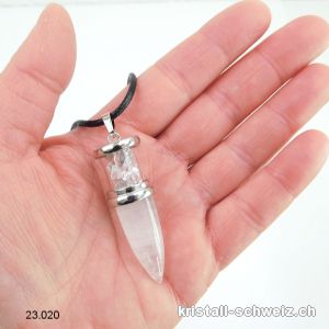 Pendel Bergkristall ca. 5 cm mit Lederlook-Kette verstellbar