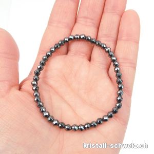 Armband Hämatit facettiert 4 mm / 18,5-19 cm. Grösse M-L