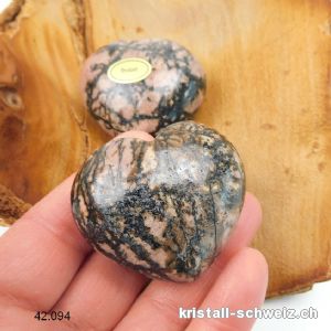 Herz Rhodonit 4,5 x 4 x 2,3 cm, bauchig