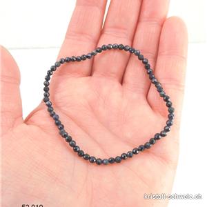 Armband Saphir blau facettiert 3 mm, elastisch 18,5 - 19 cm