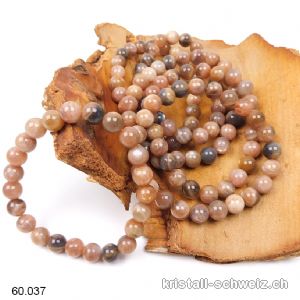 Armband Mondstein schwarz - Chokolade 8,5 mm, elastisch 18 cm