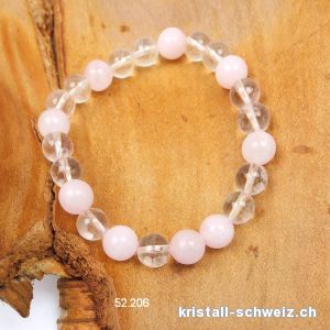 Armband Bergkristall - Rosenquarz 8 mm / 19 cm