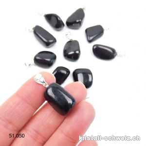 Anhänger Jadeit  - Edeljade schwarz aus USA an 925 Silberöse