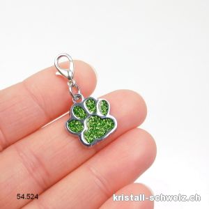 Charm Tierpfote GRÜN 1,6 cm, aus Metall mit Verschluss