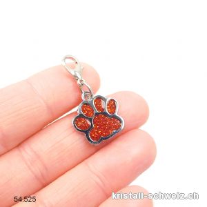Charm Tierpfote DUNKLE ORANGE 1,6 cm, aus Metall mit Verschluss