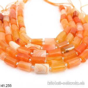 Halb-Strang Achat - Aprikosenachat, Röhrchen facettiert 9 - 11 x 6 - 7 mm / 19 cm, 15 Stücke