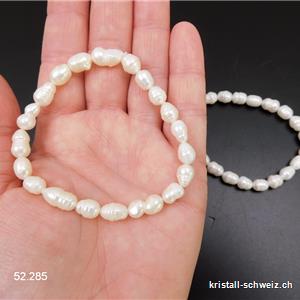 Armband Perlen - Süsswasserperle 6 - 9 mm, elastisch 18,5 cm