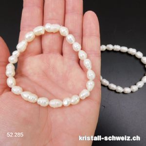 Armband Perlen - Süsswasserperle 6 - 9 mm, elastisch 18,5 cm