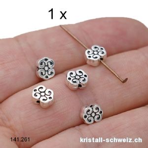 Zwischenteil Blume aus Metall versilbert 7 x 5,5 x dick. 3 mm