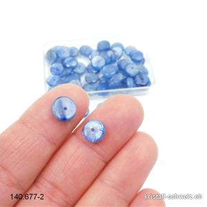 Cyanit - Kyanit - Disthen blau, Linse gelocht 8 x 2 - 3 mm dick.