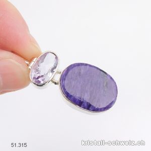 Anhänger Charoit - Amethyst aus 925 Silberfassung. Unikat