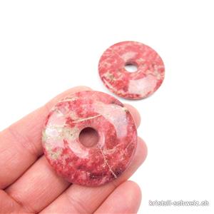 Thulit aus Norwegen, dunkelrosa Zoisit, Donut 4 cm