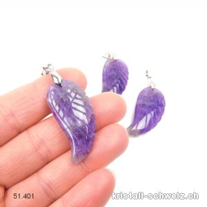 Anhänger Amethyst Engelsflügel 3,5 cm mit Metall-Clip