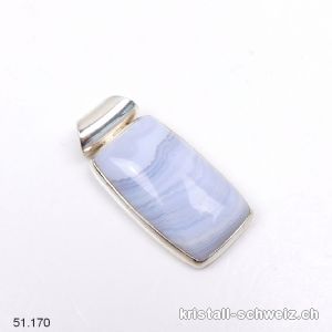 Anhänger Chalcedon blau gebändert aus 925er Silber. Unikat