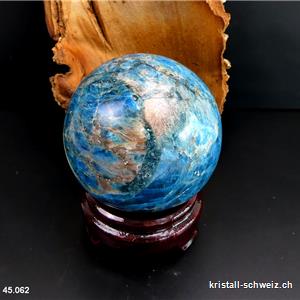 Kugel Apatit blau 8,7 cm. Einzelstück 1'144 Gramm. Sonderangebot