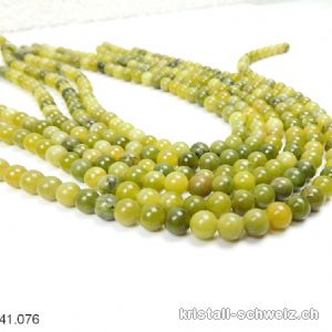 Strang Jade Serpentin grün 6,5 -7 mm / 38 cm, ca. 58 Kugeln. Sonderangebot