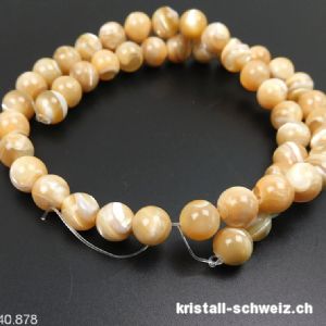 Strang Perlmutt beige-weiss 8 - 8,5 mm / 39 cm, ca 47 Kugeln