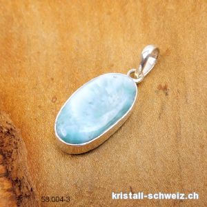 Anhänger Larimar 2,4 cm an Silberfassung. Unikat