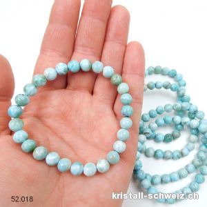 Armband Larimar blau-grün 7,2 mm / 18 cm. Sonderangebot