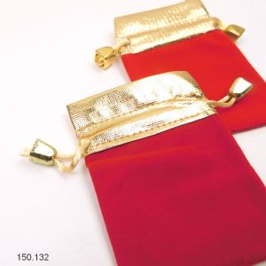 1 Samtbeutel Rot - Gold ca. 9 x 7 cm. Sonderangebot