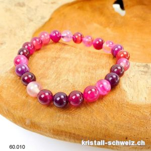 Armband Achat dunklerosa 8 mm / 19 - 19,5 cm
