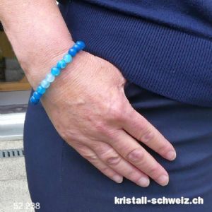 Armband Achat blau 8 mm, elastisch 18 cm