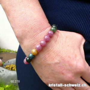 Armband Turmalin bunt 8,5 mm / 18 cm. Gr. M