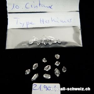 10 x Herkimer Diamant aus Pakistan 2 bis 4 mm. A-Qualität