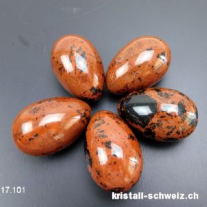 1 YONI Ei Obsidian Mahagoni 4,5 x 3 cm. Grösse L. Ungebohrt. SONDERANGEBOT