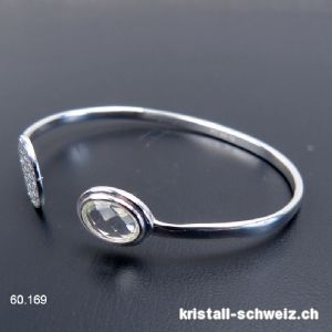 Armband Bergkristall - Blume des Lebens aus 925 Silber, 18 - 19 cm