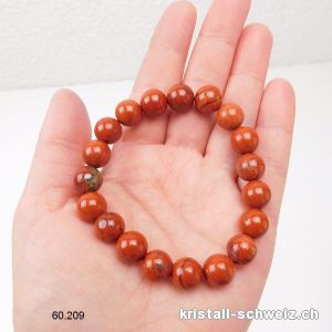 Armband Jaspis ziegel rot 10 mm, elastisch 19 cm. Grösse M-L