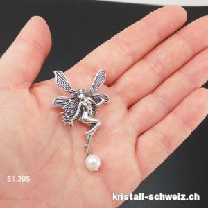 Anhänger Perle - Süßwasserperle ELFE aus 925er Silber geschwärtz. Grösse L