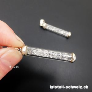 Anhänger Herkimer Diamant Doppelender an 925er Silber, 4 x 0,7 cm