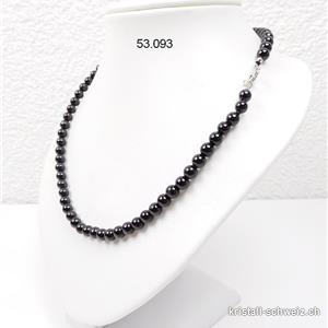 Halskette Turmalin schwarz 6,5 mm / 45 cm