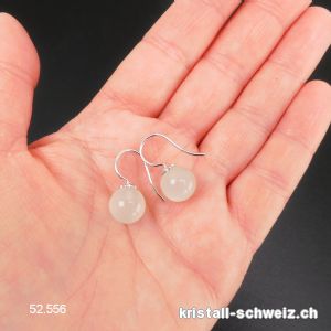 Ohrhänger Mondstein Kugel 10 mm aus 925 Silber rhodiniert