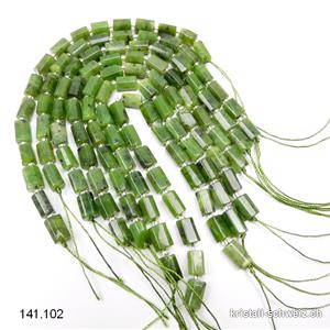 Halb-Strang Kanada Jade, Röhrchen facettiert 8 - 10 x 5 - 6 mm / 19 cm, 16 Stücke. SONDERANGEBOT