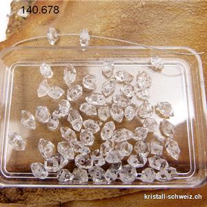 Herkimer Diamant Doppelender, Typ Himalaya gelocht. Länge 5 bis 7 mm. SONDERANGEBOT
