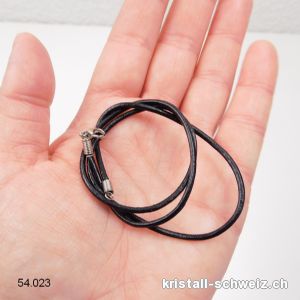 Lederkette schwarz mit Verschluss, 2 mm / L. 44 cm