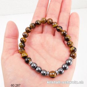 Armband Tigerauge - Hämatit 8 mm / 21 cm