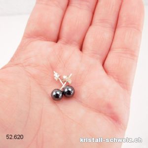 Ohrstecker Hämatit, Kugel 6 mm an 925 Silber