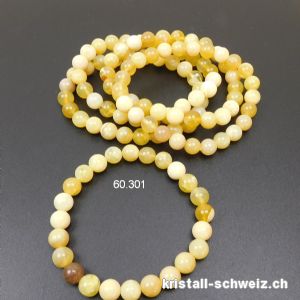 Armband Opal natur gelb 8 mm, elastisch 18,5 cm