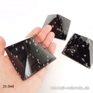 Pyramid Schneeflocken Obsidian, basis 6,7 - 7 cm x hoch 4,7 cm. SONDERANGEBOT