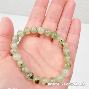 Armband Prehnit grün mit Epidot 8-8,5 mm/18 cm. Größe M