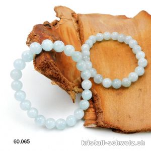 Armband Aquamarin 8 - 9 mm, elastisch 18 cm. Grösse M