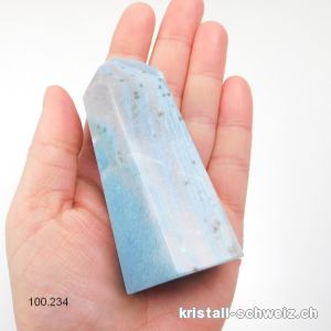 Blau Quarz mit Troilit, Obelisk 8,8 cm. Unikat 184 Gramm